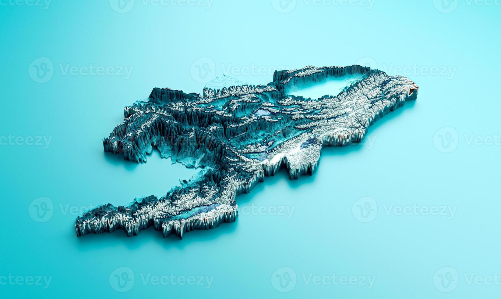 Topographic Kyrgyzstan Map Hypsometric Kyrgyzstan Elevation tint Spectral Shaded relief map 3d illustration photo