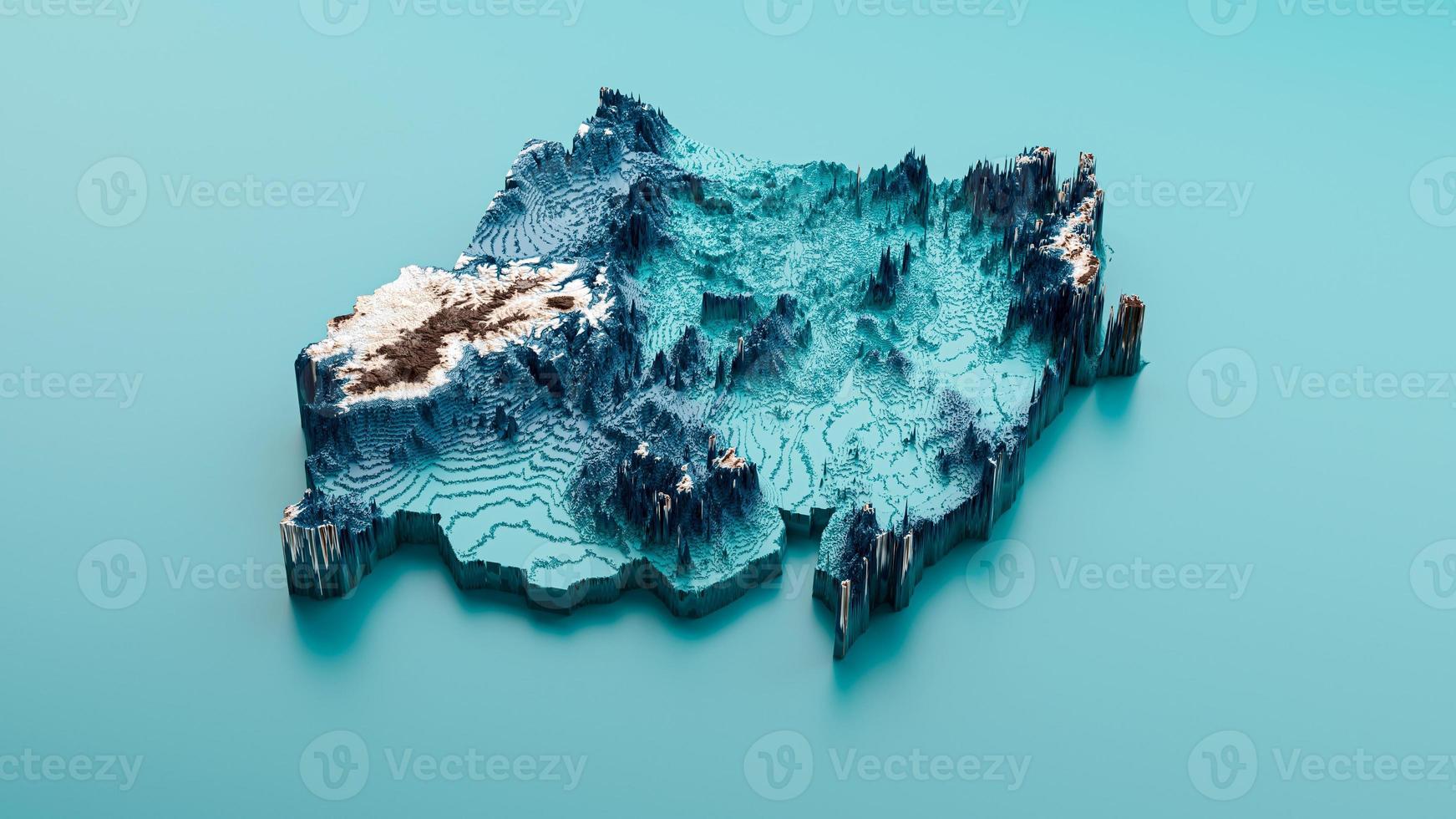 Topographic Sudan Map Hypsometric Sudani Elevation tint Spectral Shaded relief map 3d illustration photo