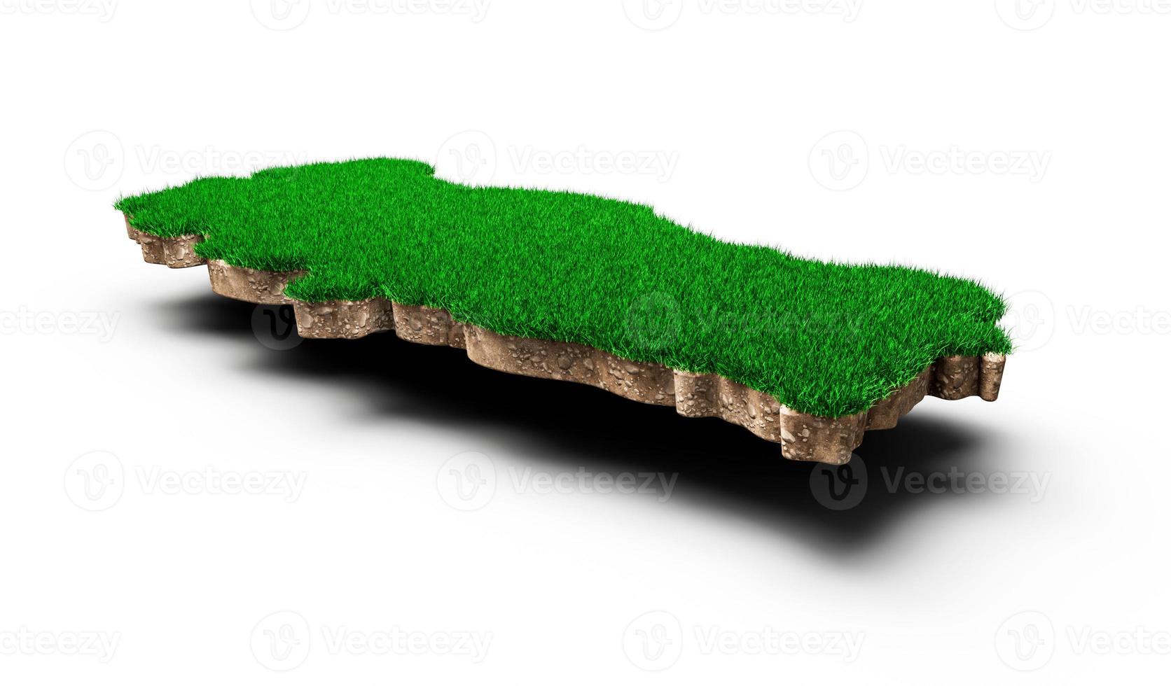 Turkey Map soil land geology cross section with green grass and Rock ground texture 3d illustration photo