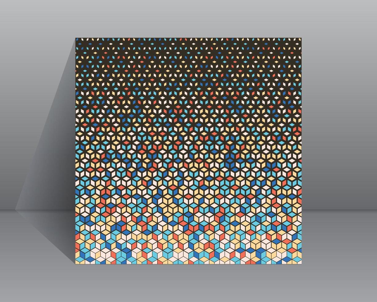 Fondo de medio tono colorido vertical cúbico 3d o plantilla de vector de textura abstracta.