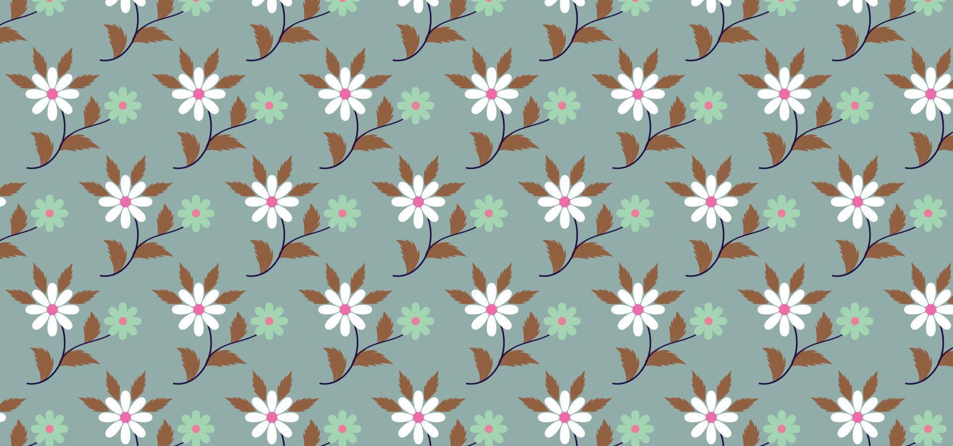 Pastel Colorful floral and leaves Pattern Background  Vector Illustration.