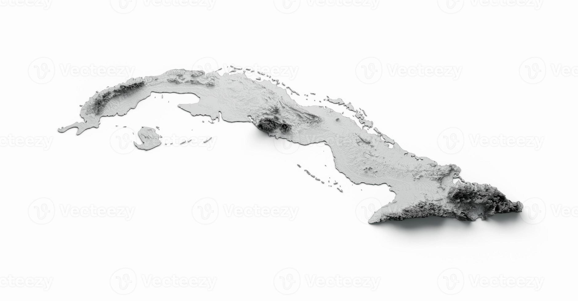 Cuba Map Cuban Flag Shaded relief Color Height map on white Background 3d illustration photo