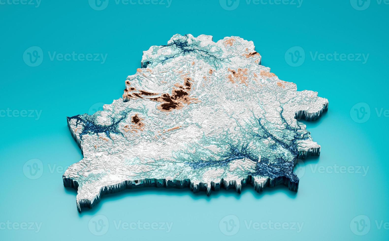 Topographic Belarus Map Hypsometric Belarus Elevation tint Spectral Shaded relief map 3d illustration photo