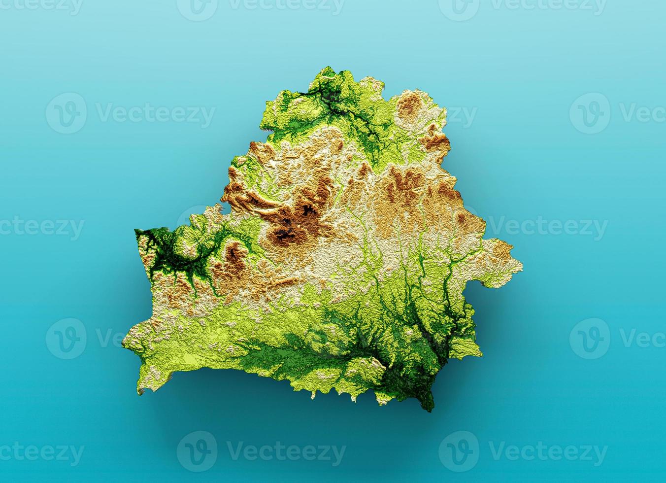 Belarus Map Shaded relief Color Height map on the sea Blue Background 3d illustration photo