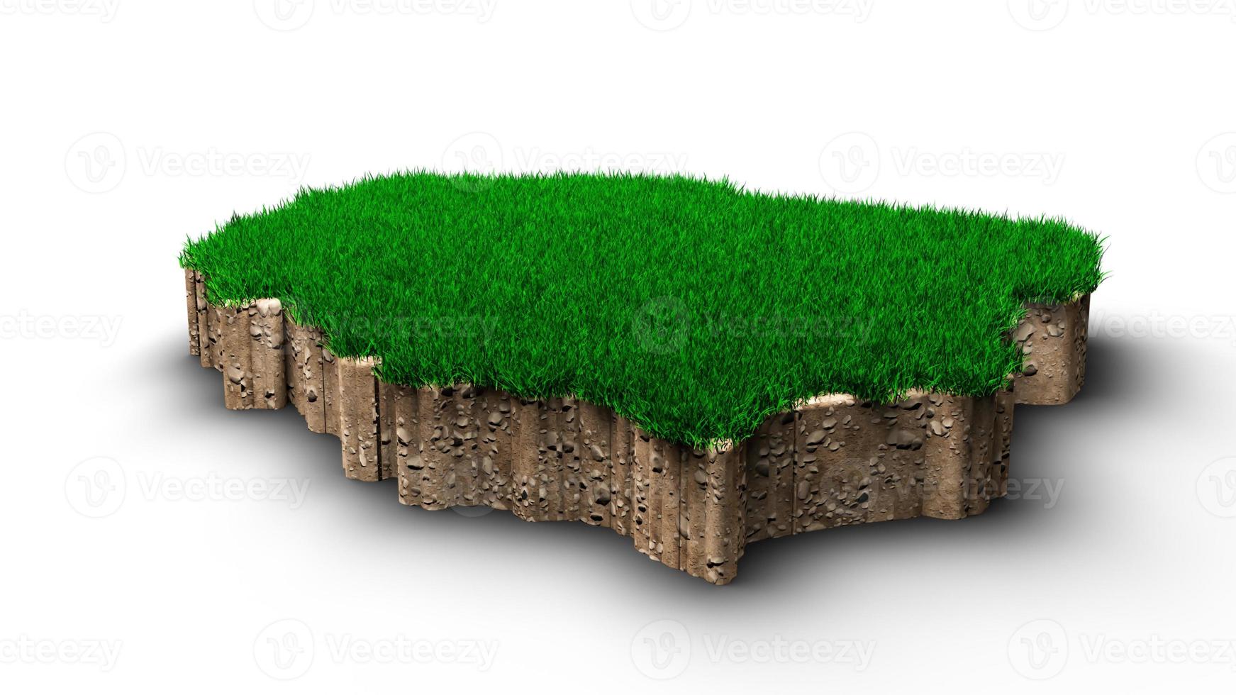 Poland map soil land geology cross section with green grass and Rock ground texture 3d illustration photo
