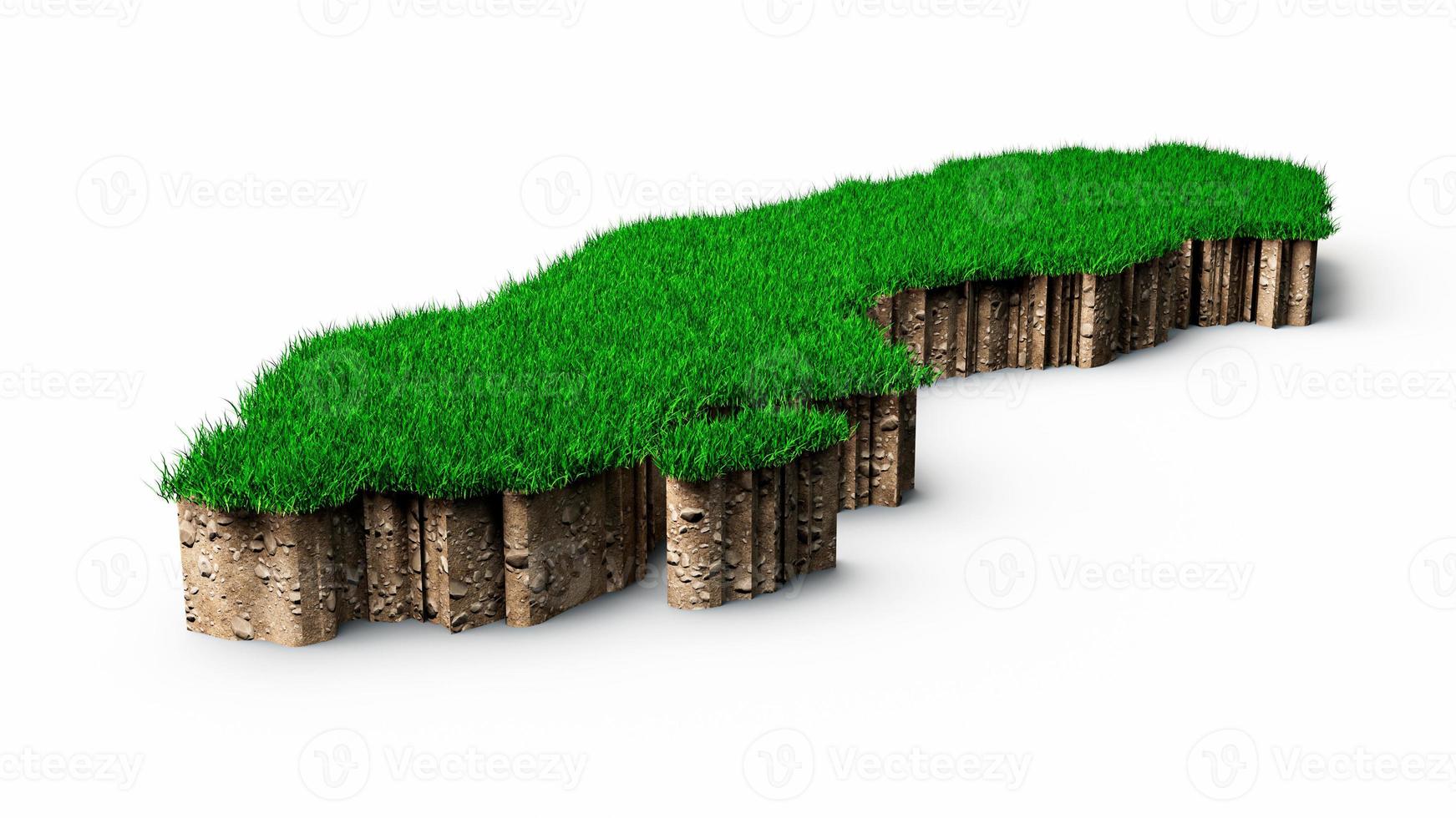 Sweden Map soil land geology cross section with green grass and Rock ground texture 3d illustration photo