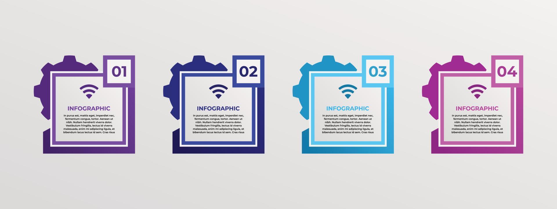 plantilla de diseño infográfico vectorial con 4 opciones o pasos en forma cuadrada vector