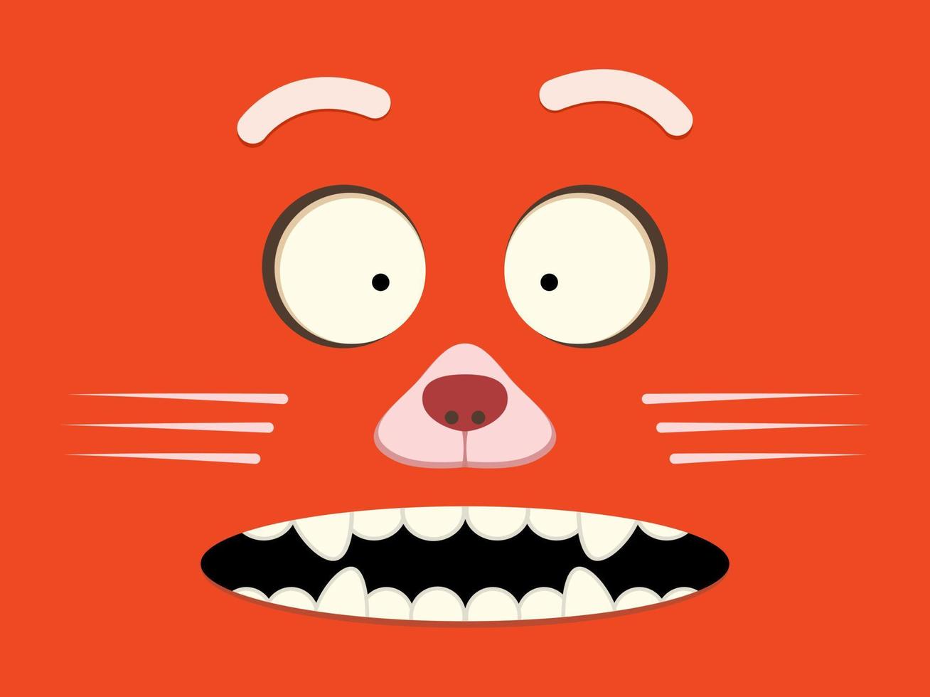 Red cat face wallpaper design, cute illustration for kids vector