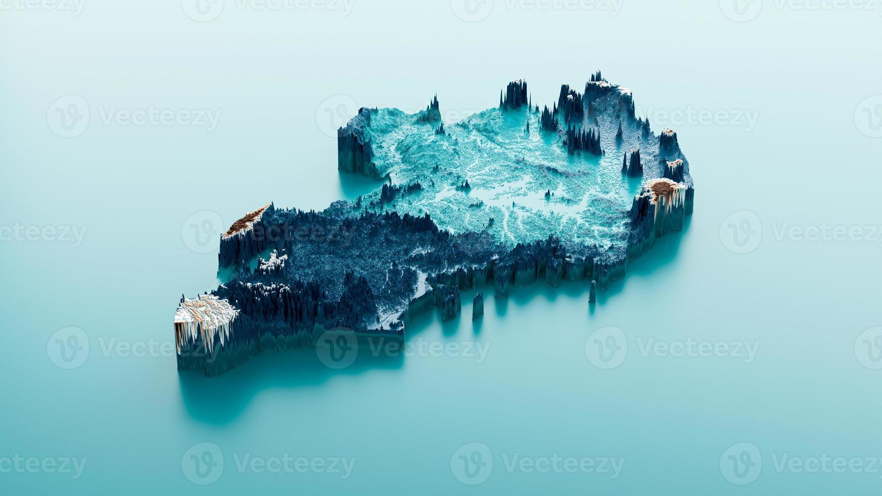Topographic Uganda Map Hypsometric Uganda Elevation tint Spectral Shaded relief map 3d illustration photo