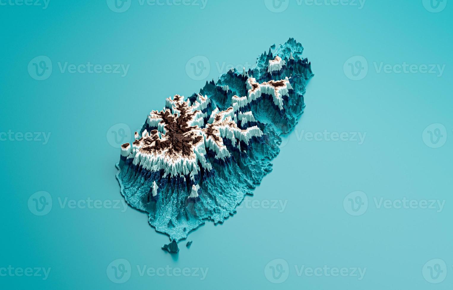 Topographic Saint Lucia Map Hypsometric Saint Lucia Elevation tint Spectral Shaded relief map 3d illustration photo