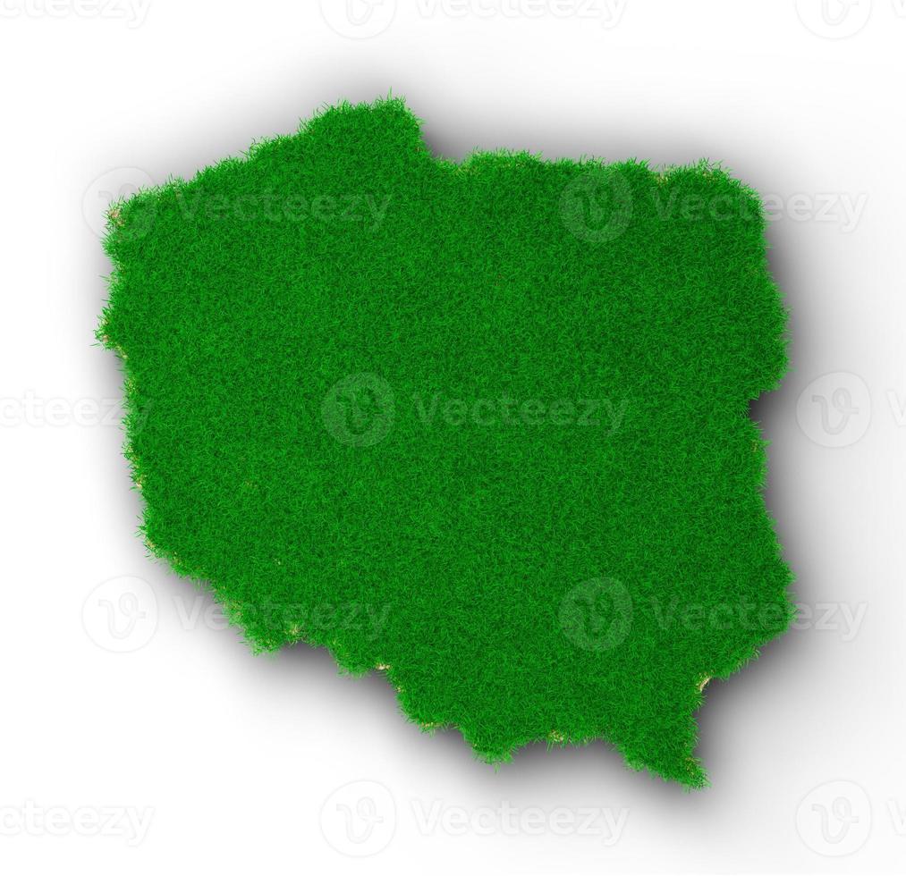 Poland map soil land geology cross section with green grass and Rock ground texture 3d illustration photo