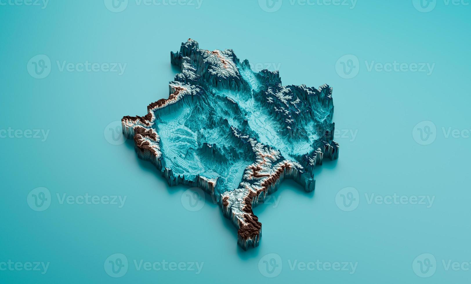 Topographic Kosovo Map Hypsometric Elevation tint Spectral Shaded relief map 3d illustration photo