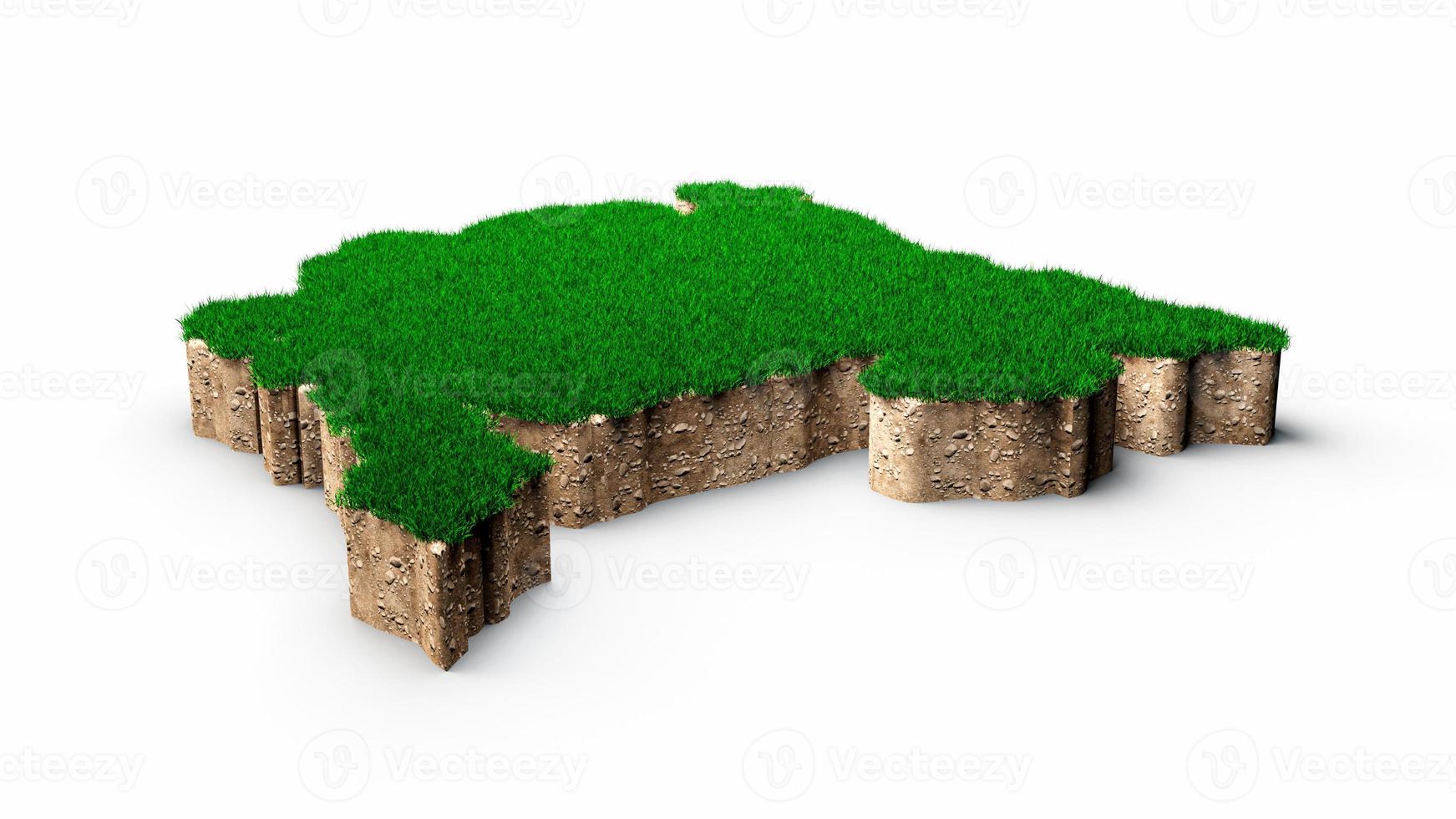 Montenegro Map soil land geology cross section with green grass and Rock ground texture 3d illustration photo