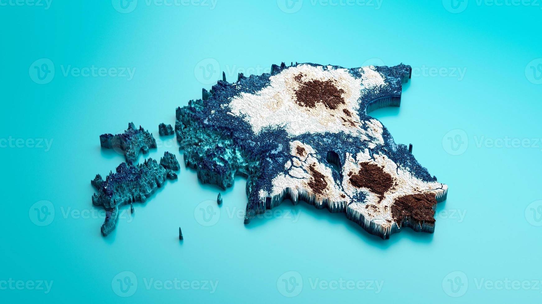 Topographic Estonia Map Hypsometric Elevation tint Spectral Shaded relief map 3d illustration photo
