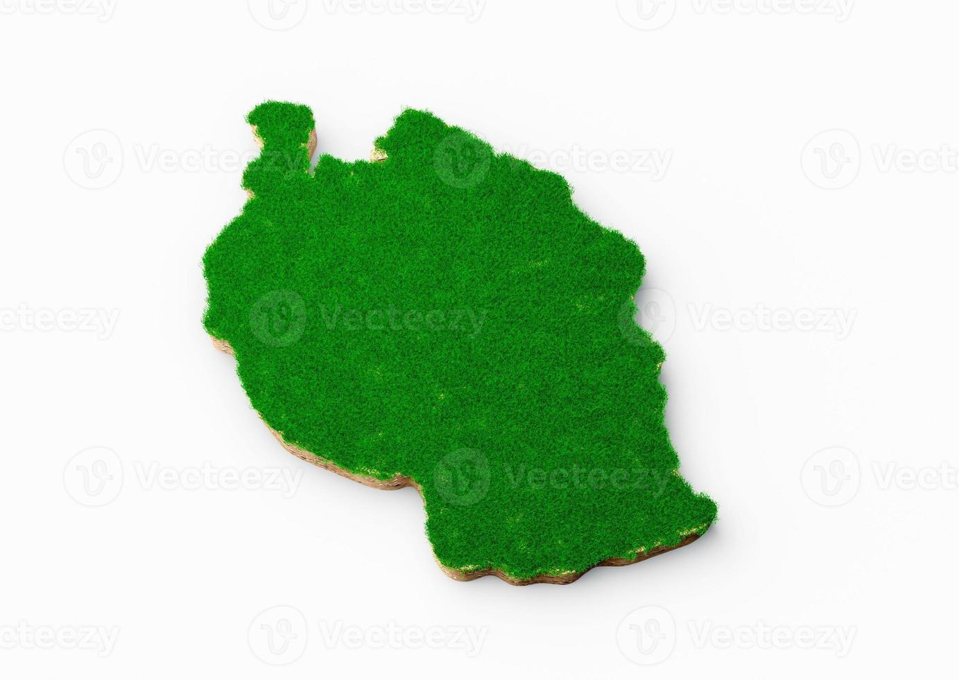 Tanzania Map soil land geology cross section with green grass and Rock ground texture 3d illustration photo