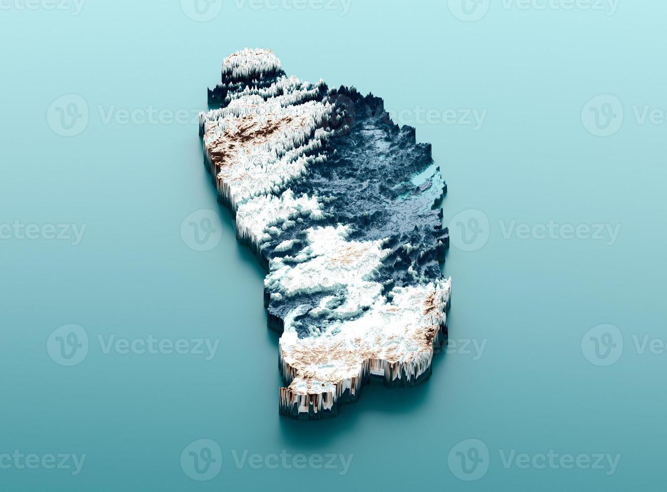 Topographic Dominica Map Hypsometric Elevation tint Spectral Shaded relief map 3d illustration photo