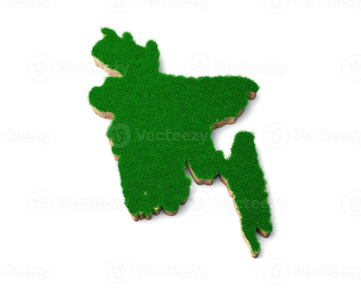 Bangladesh Map soil land geology cross section with green grass and Rock ground texture 3d illustration photo