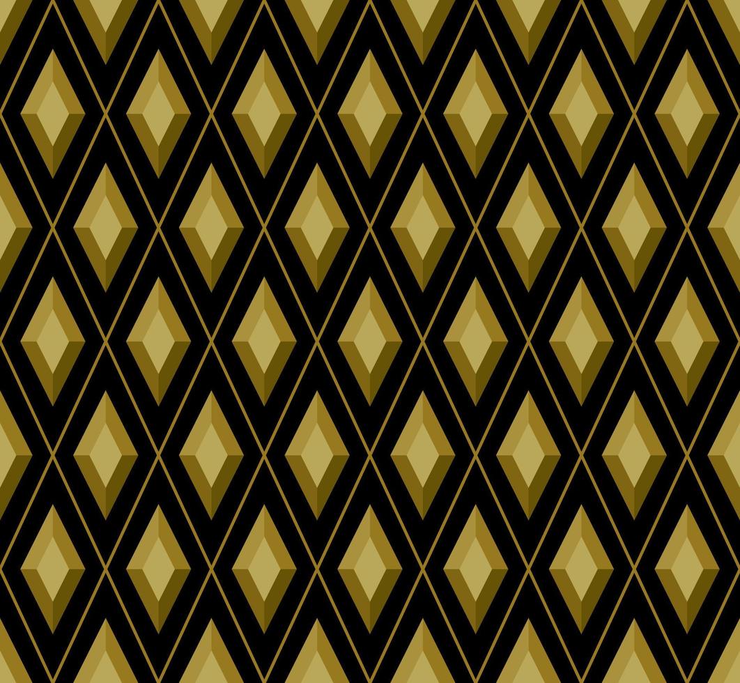 Seamless Diamond Shape Background Pattern Gold 3D vector