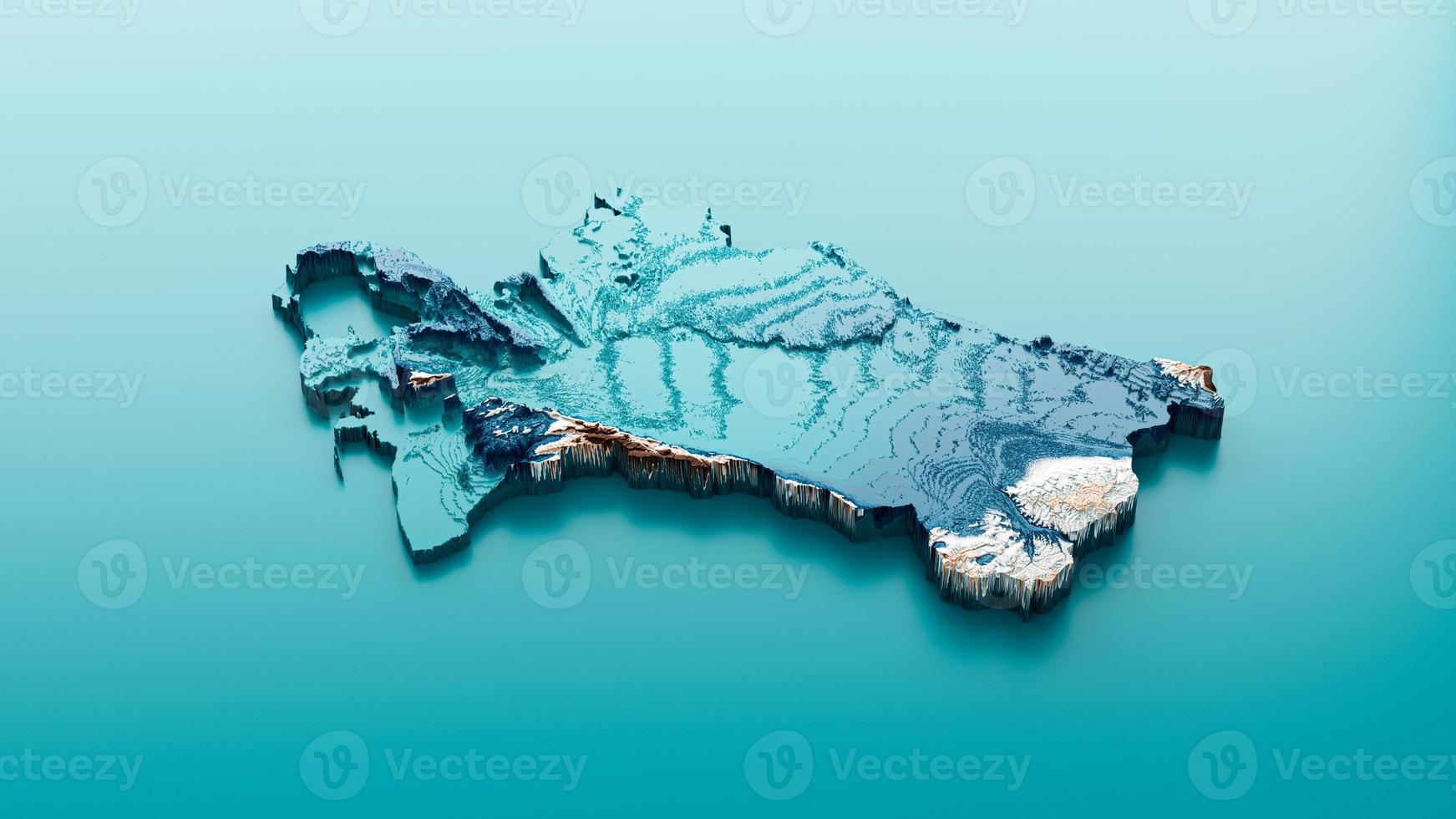 Topographic Turkmenistan Map Hypsometric Turkmenistan Elevation tint Spectral Shaded relief map 3d illustration photo