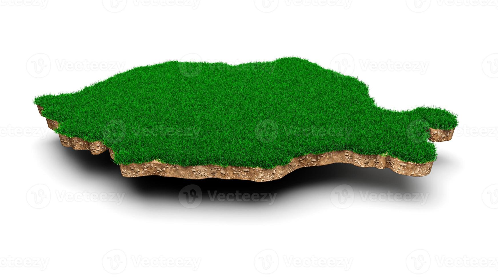 Romania Map soil land geology cross section with green grass and Rock ground texture 3d illustration photo