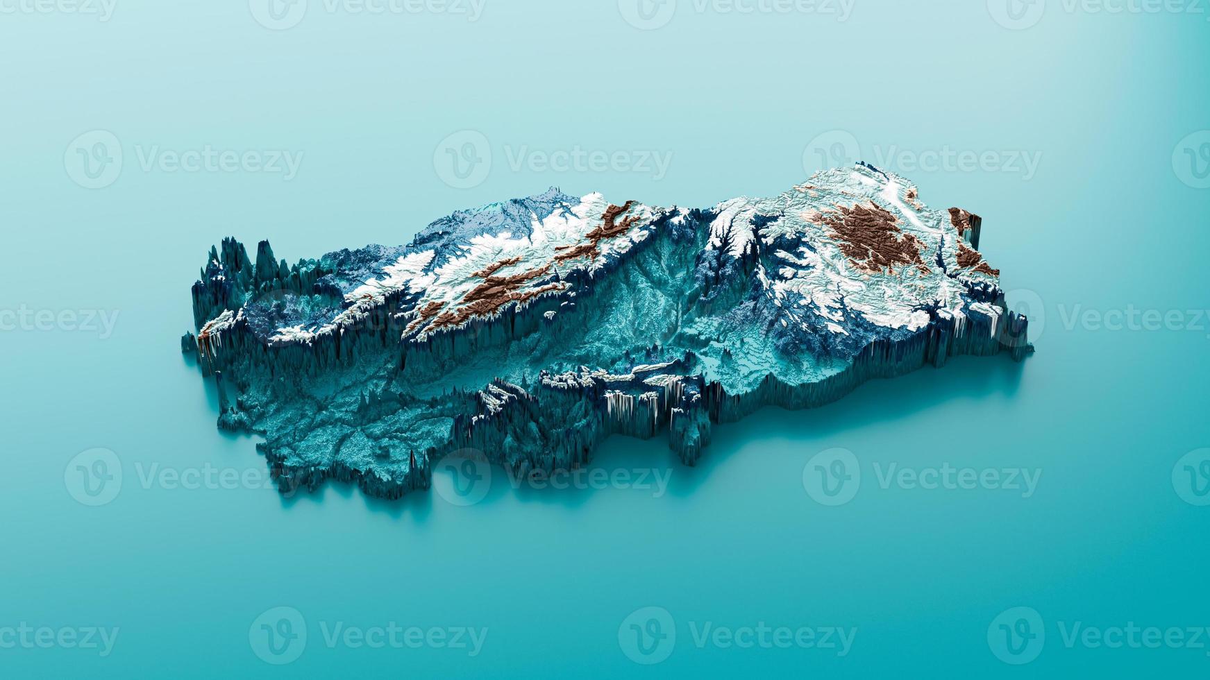 Topographic Turkey Map Hypsometric Turkey Elevation tint Spectral Shaded relief map 3d illustration photo