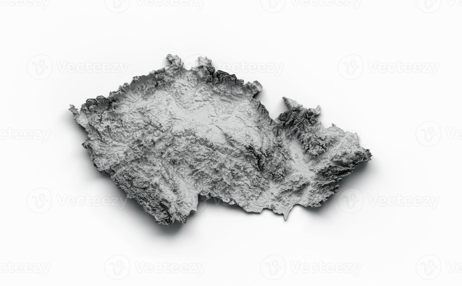 Czechia Map Czech Republic Flag Shaded relief Color Height map on white Background 3d illustration photo