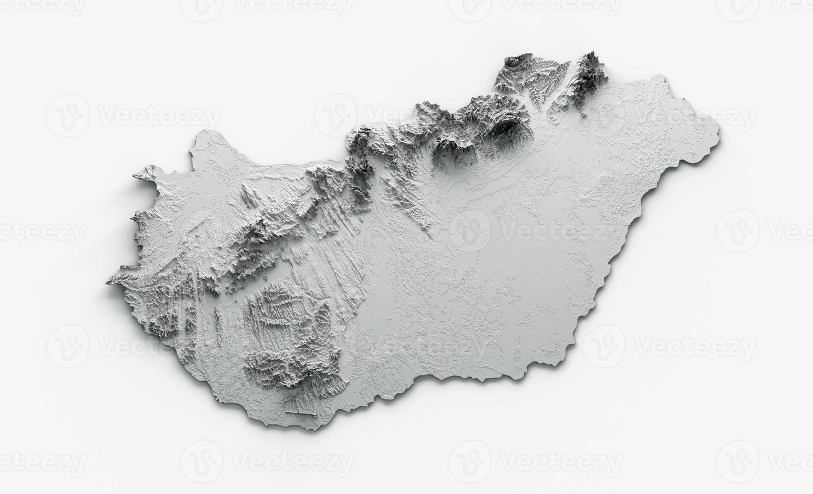 Hungary Map Hungary Flag Shaded relief Color Height map on white Background 3d illustration photo