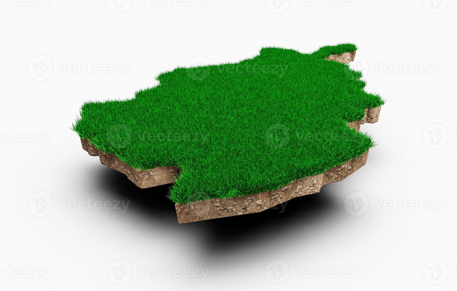 Afghanistan Map soil land geology cross section with green grass and Rock ground texture 3d illustration photo