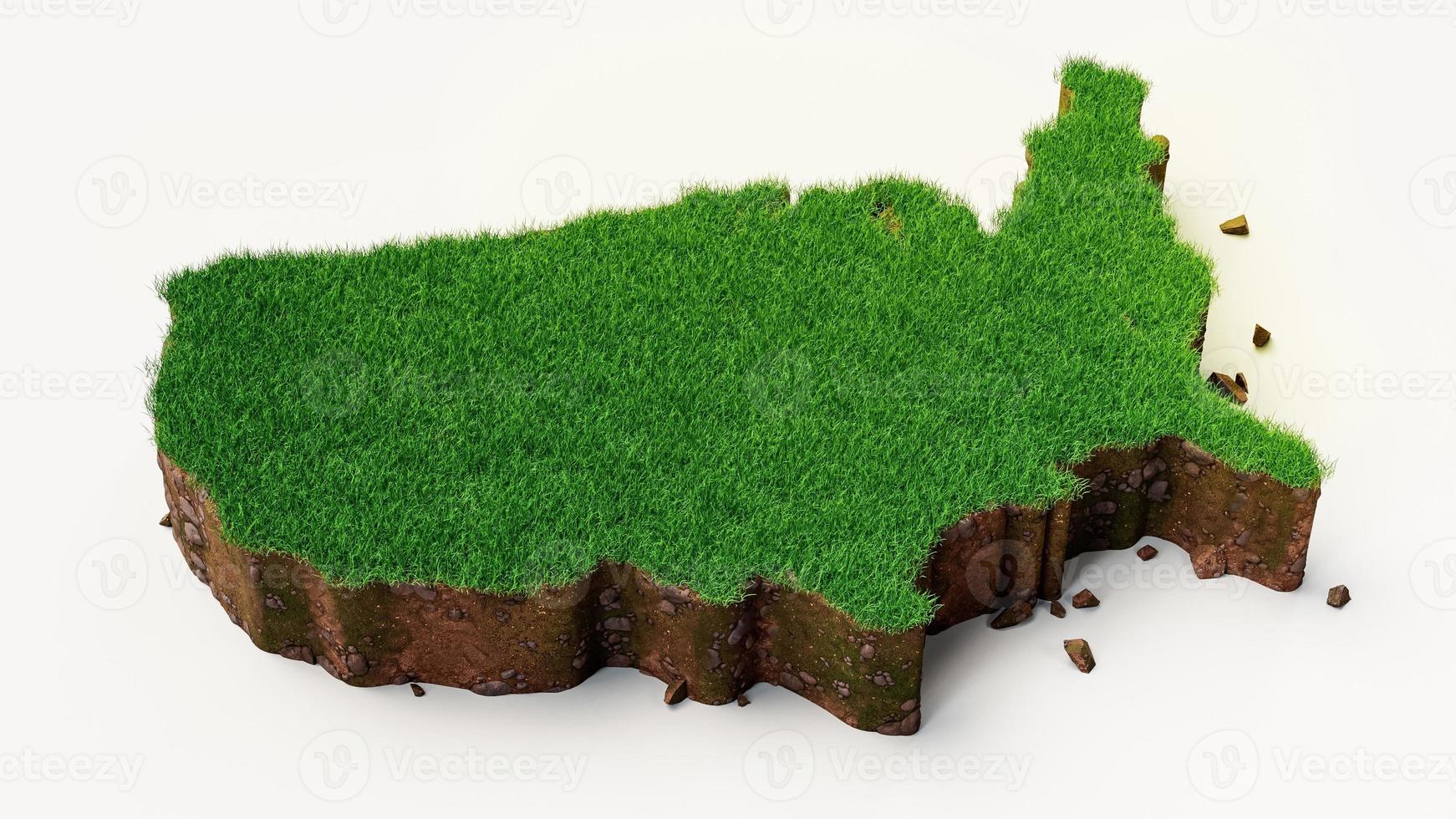 USA Map Grass and ground texture america map 3d illustration photo