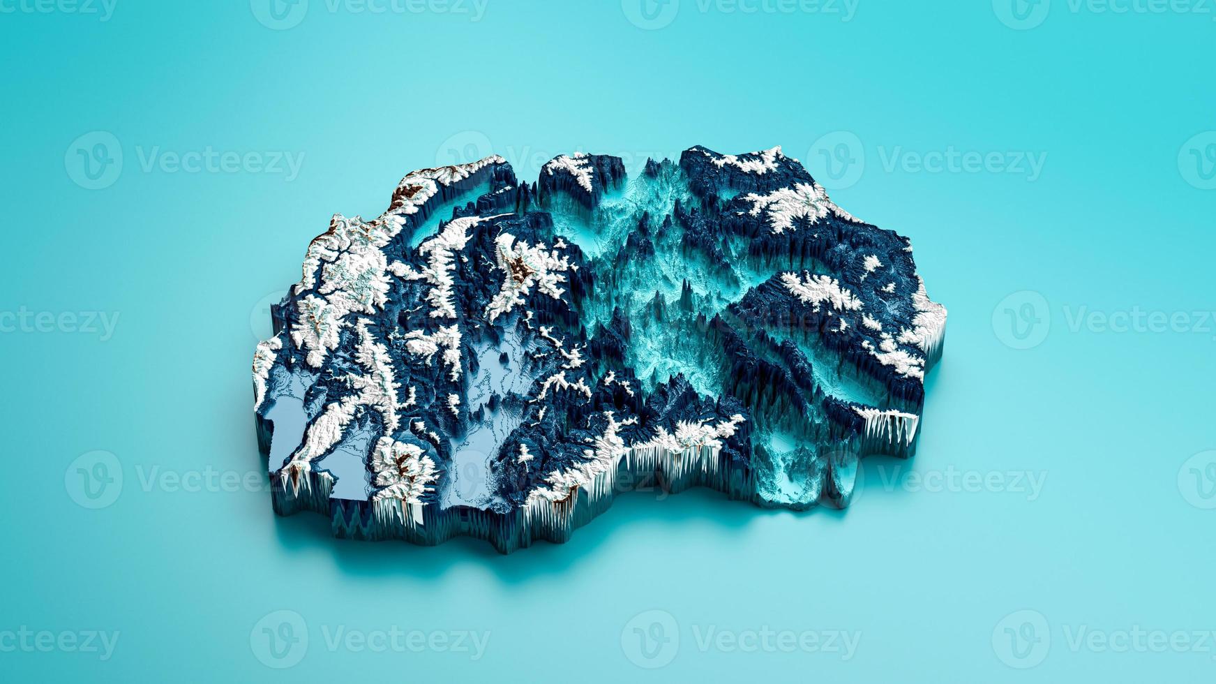Topographic North Macedonia Map Hypsometric Elevation tint Spectral Shaded relief map 3d illustration photo