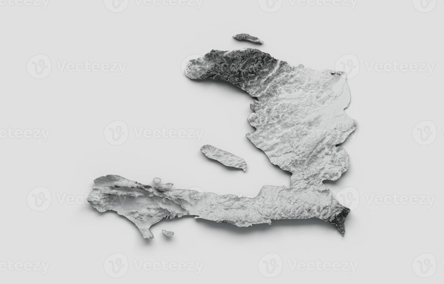 Haiti Map Flag Shaded relief Color Height map on white Background 3d illustration photo