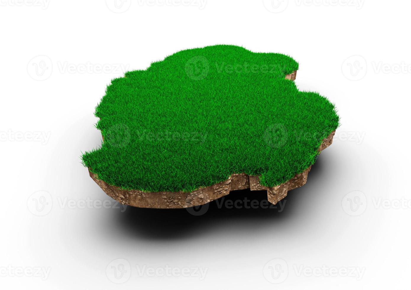 Qatar Map soil land geology cross section with green grass and Rock ground texture 3d illustration photo