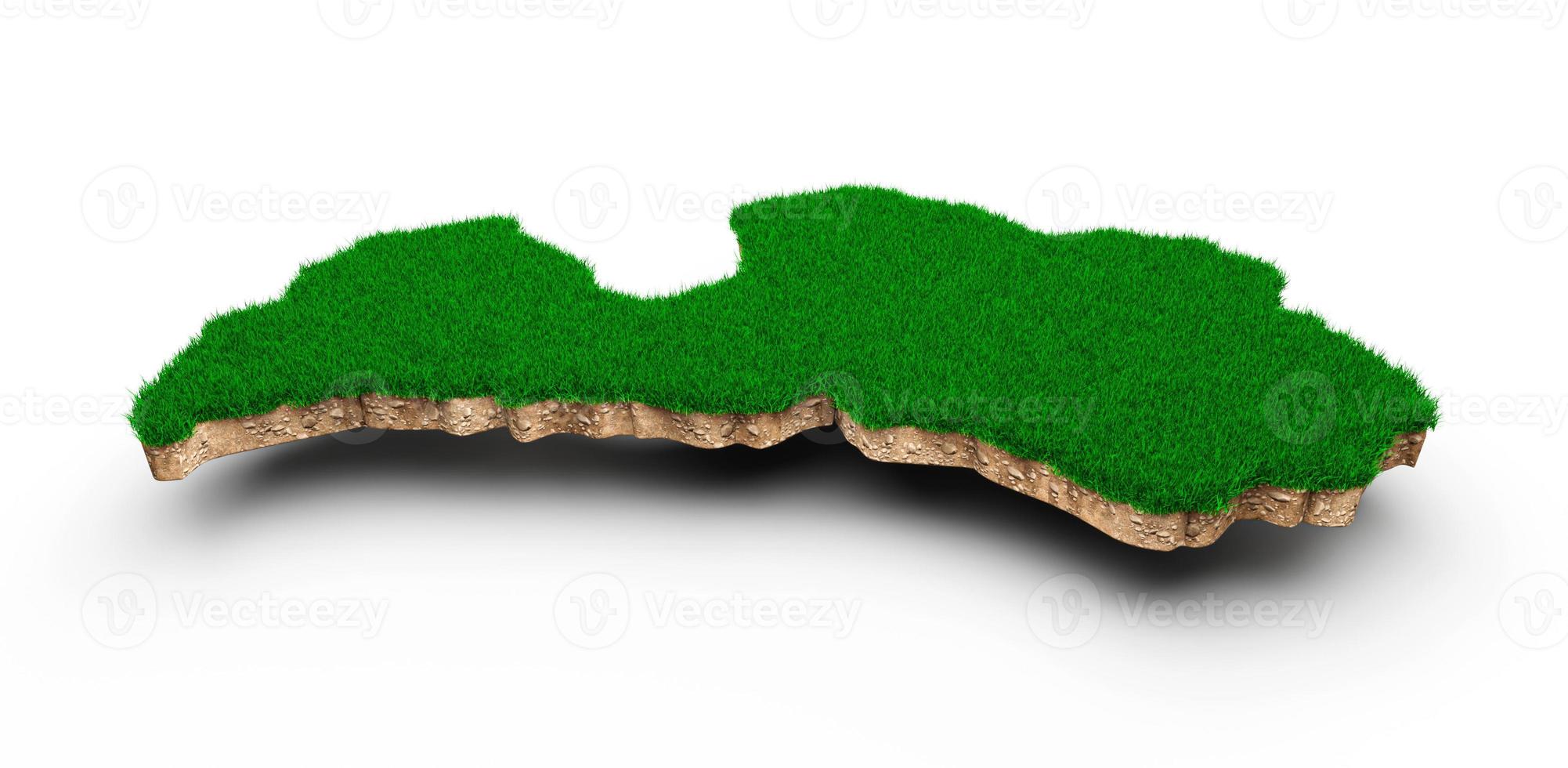 Latvia Map soil land geology cross section with green grass and Rock ground texture 3d illustration photo