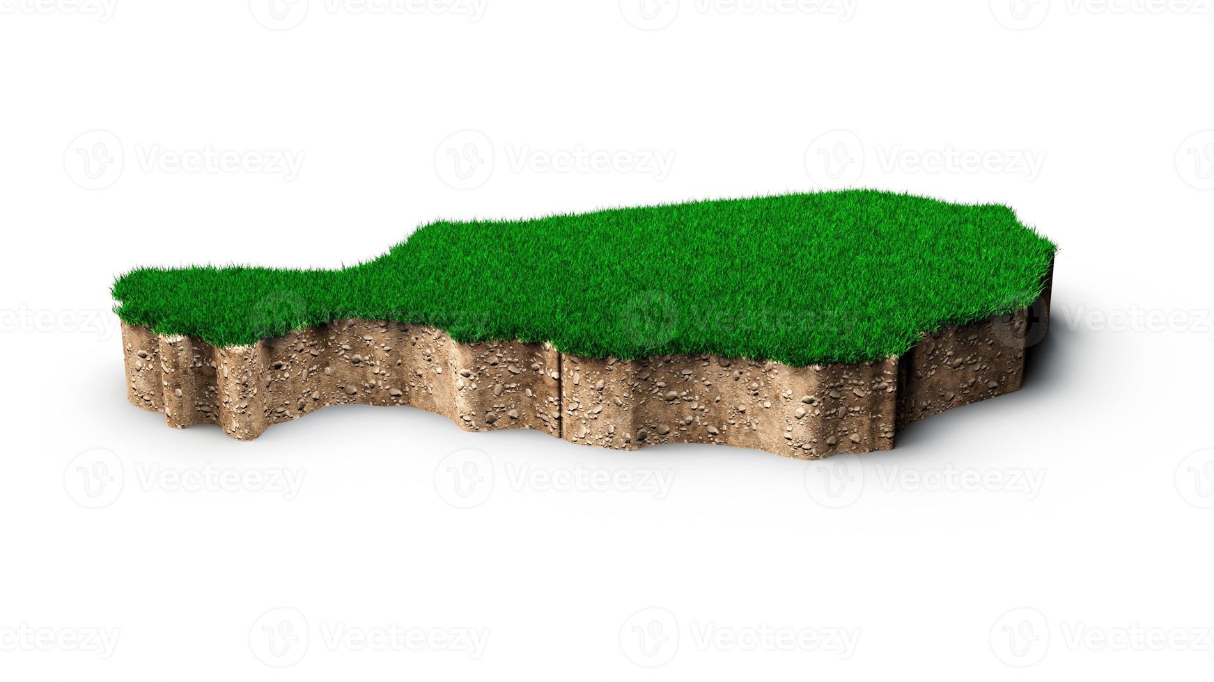 Niger Map soil land geology cross section with green grass and Rock ground texture 3d illustration photo