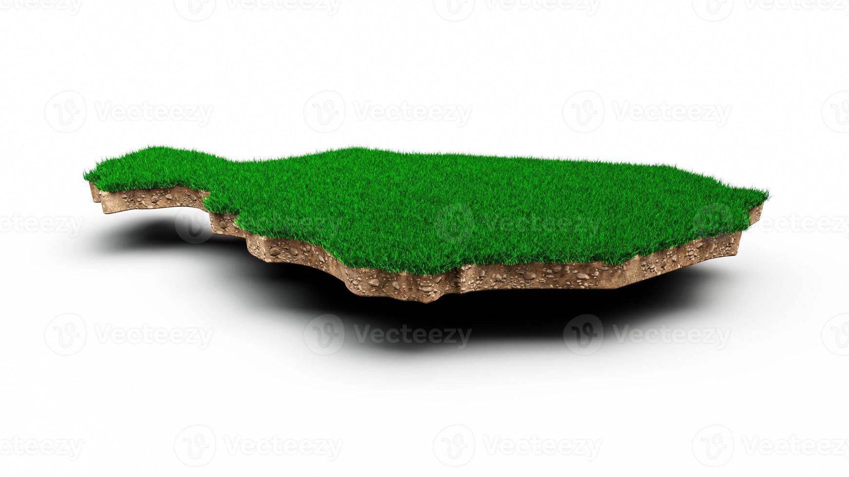 Niger Map soil land geology cross section with green grass and Rock ground texture 3d illustration photo