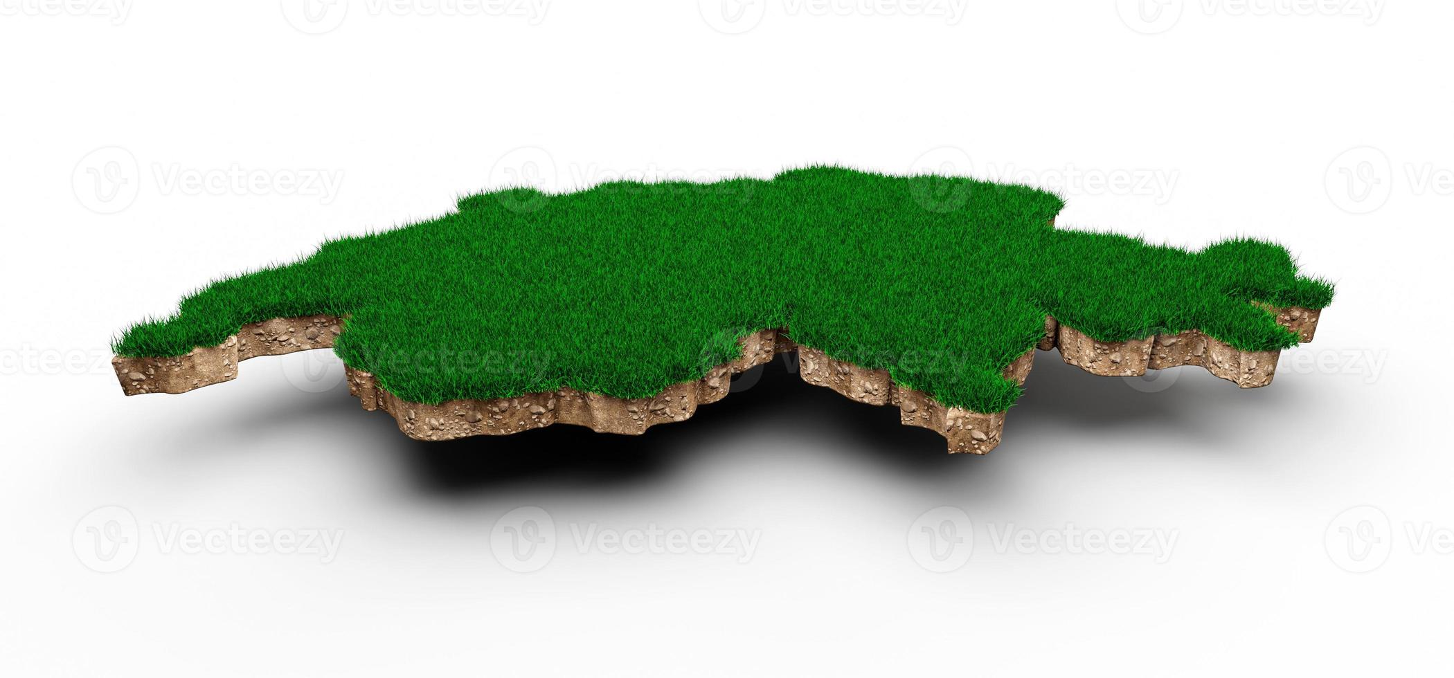 Switzerland Map soil land geology cross section with green grass and Rock ground texture 3d illustration photo