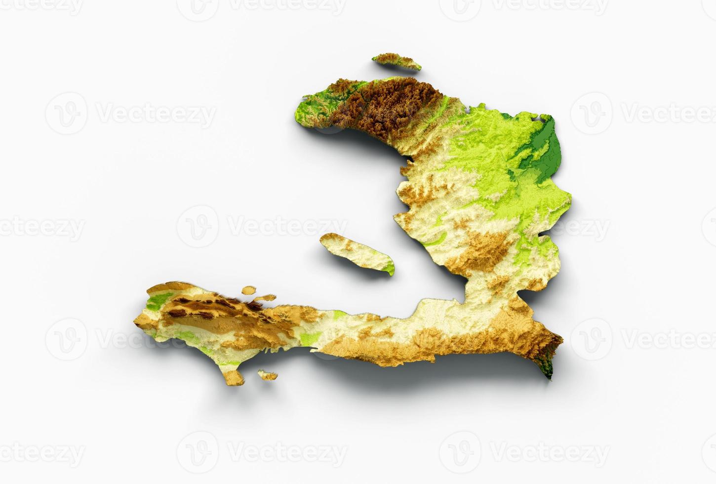 Haiti Map Shaded relief Color Height map on white Background 3d illustration photo
