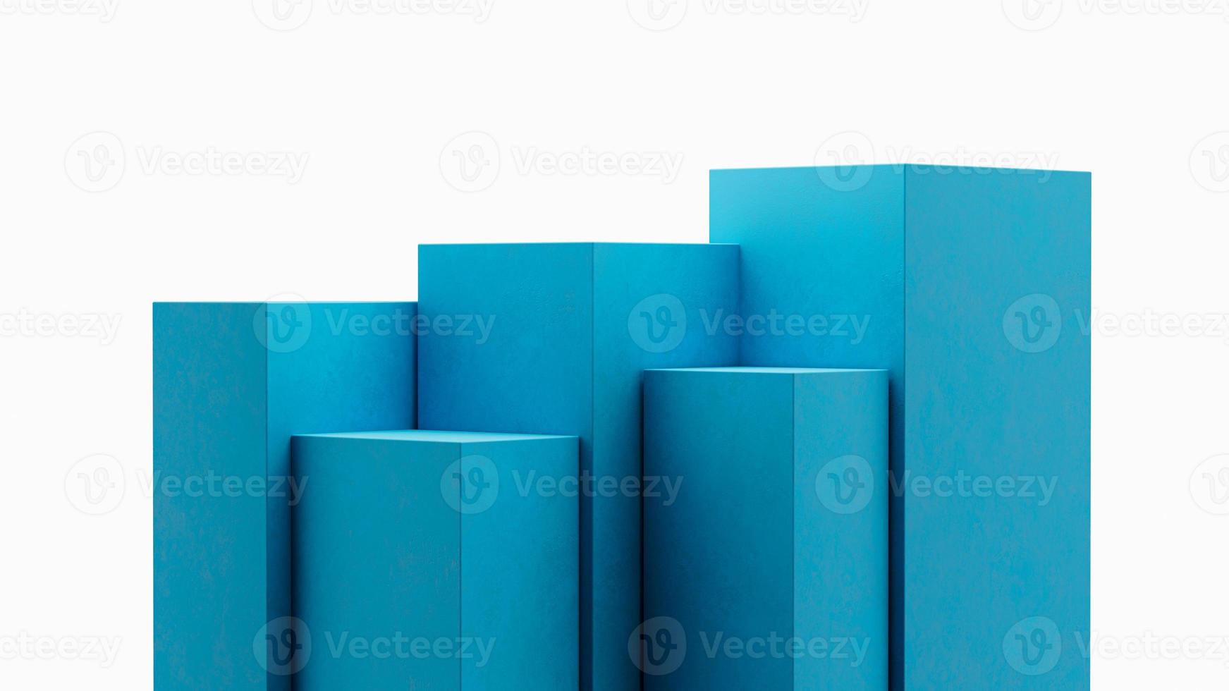 Five podiums standing. Minimal scene. 3d illustration photo