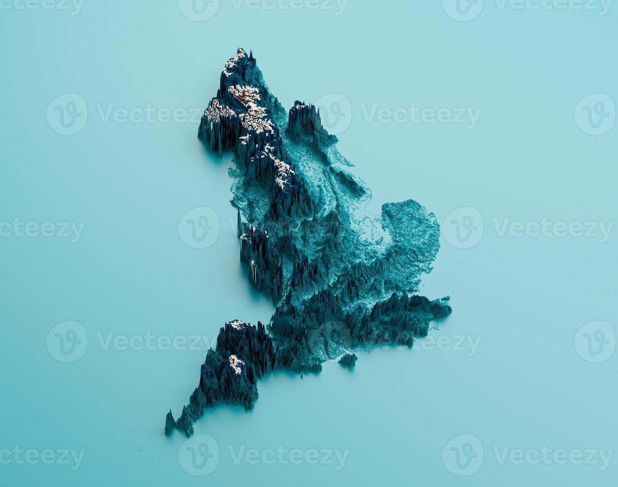Topographic England Map Hypsometric Elevation tint Spectral Shaded relief map 3d illustration photo