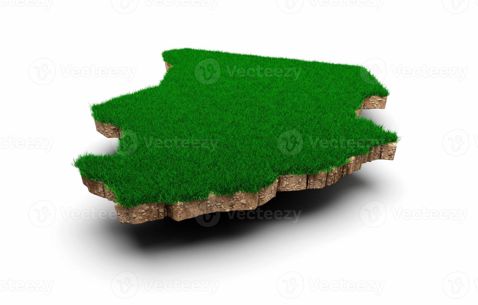 Chad Map soil land geology cross section with green grass and Rock ground texture 3d illustration photo