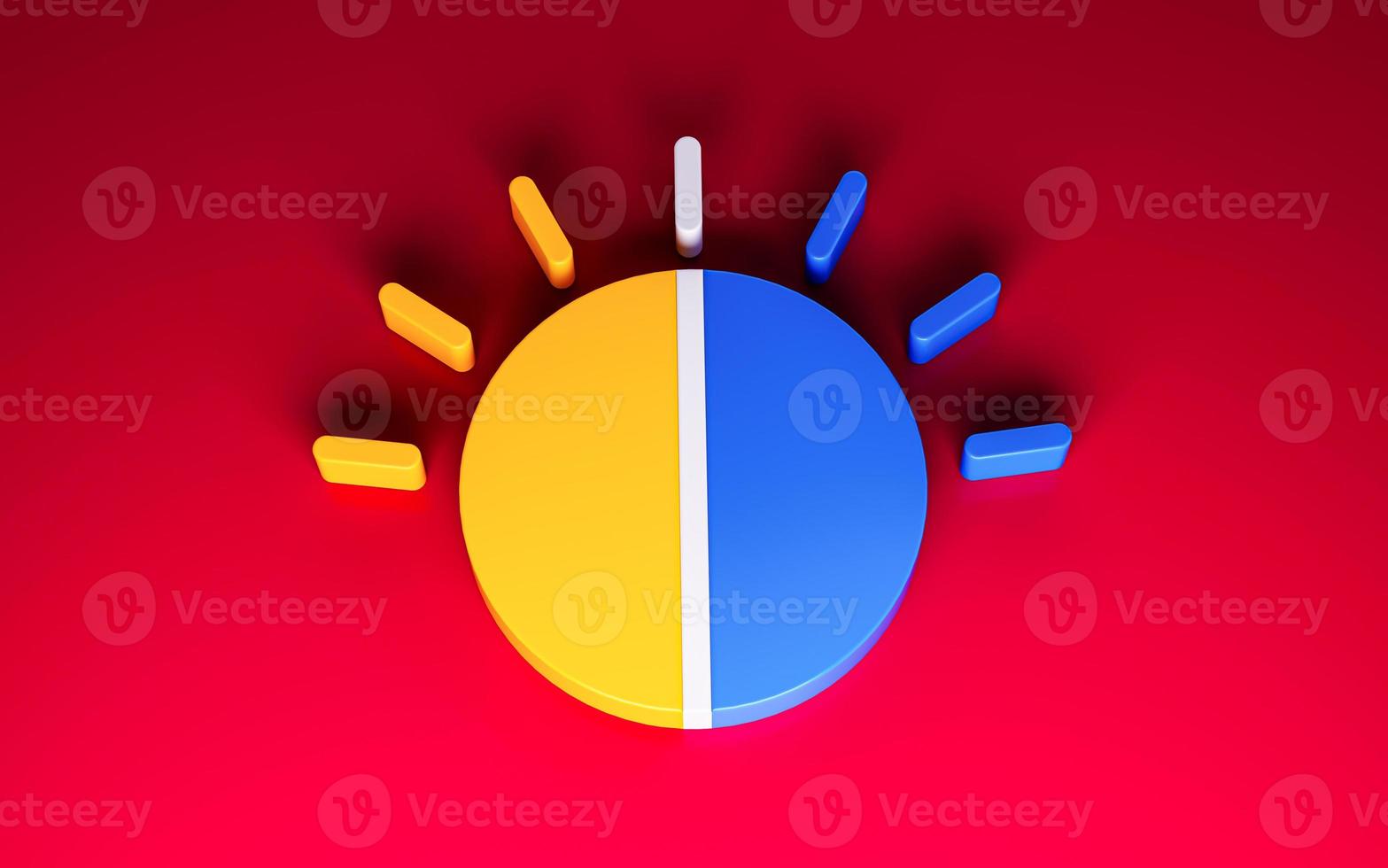 Day and night. Day night concept, sun and moon icon 3d illustration photo