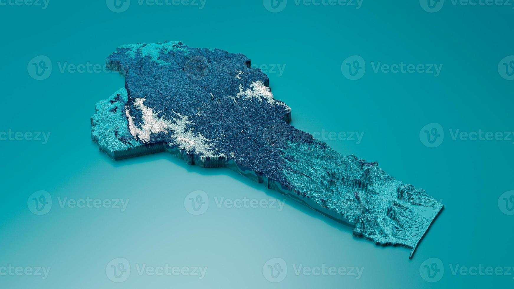 Topographic Benin Map Hypsometric Benin Elevation tint Spectral Shaded relief map 3d illustration photo