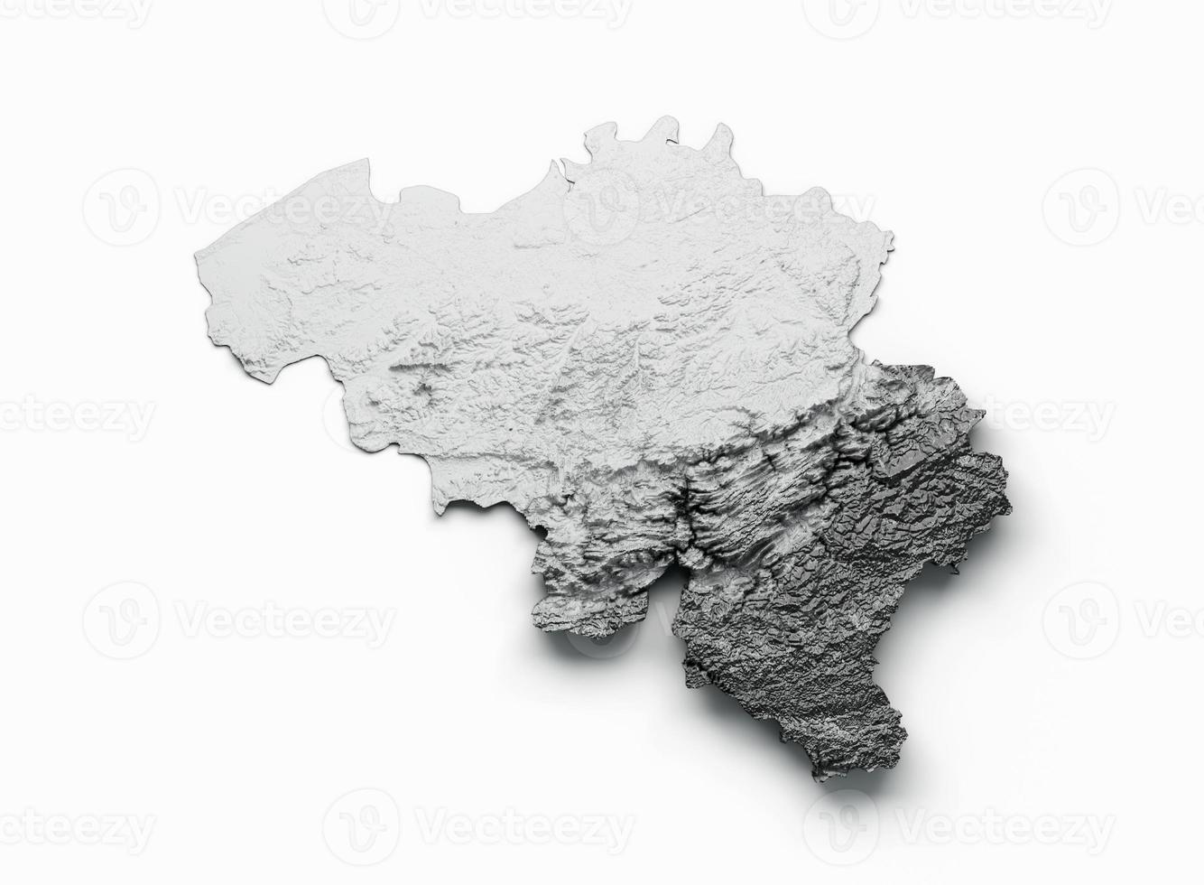 Belgium Map Flag Shaded relief Color Height map on white Background 3d illustration photo