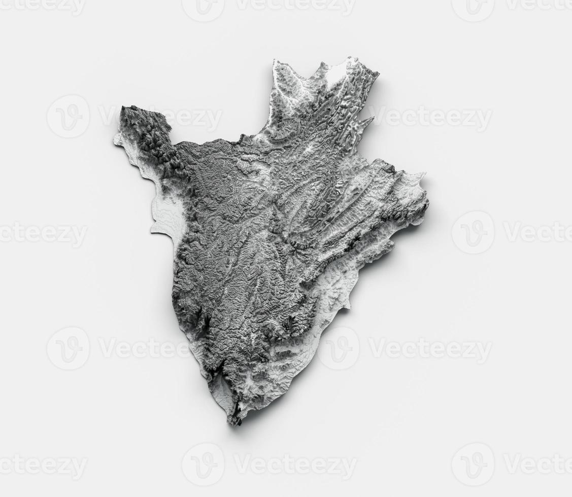 Burundi Map Burundi Flag Shaded relief Color Height map on white Background 3d illustration photo