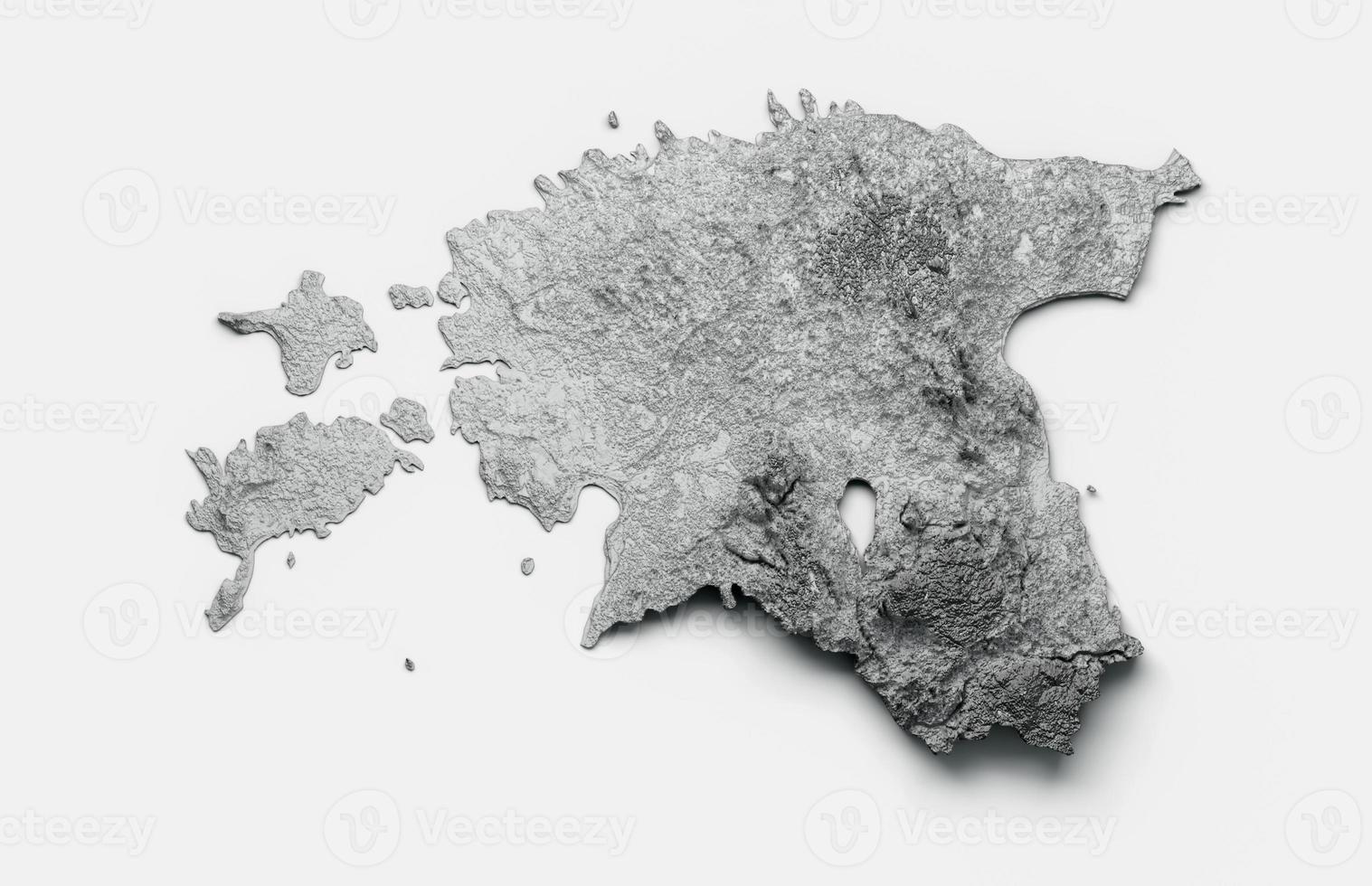 Estonia Map Flag Shaded relief Color Height map on white Background 3d illustration photo