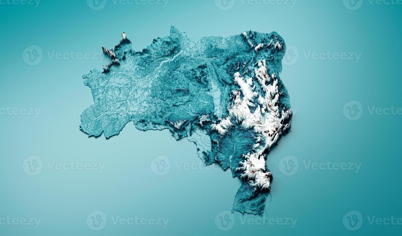 Topographic Brazil Map Hypsometric Elevation tint Spectral Shaded relief map 3d illustration photo