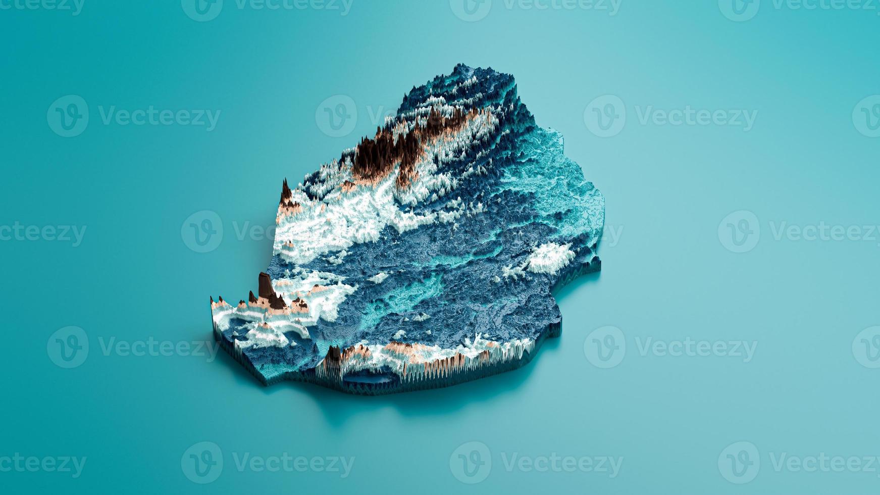 Topographic Mauritius Map Hypsometric Mauritius Elevation tint Spectral Shaded relief map 3d illustration photo