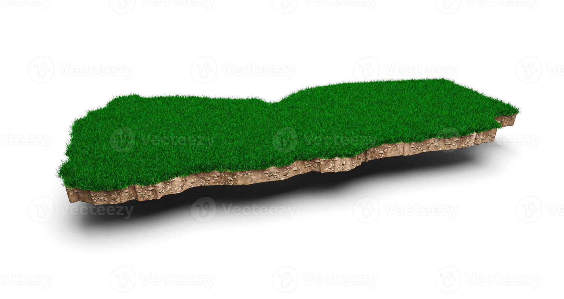 Yemen Map soil land geology cross section with green grass and Rock ground texture 3d illustration photo