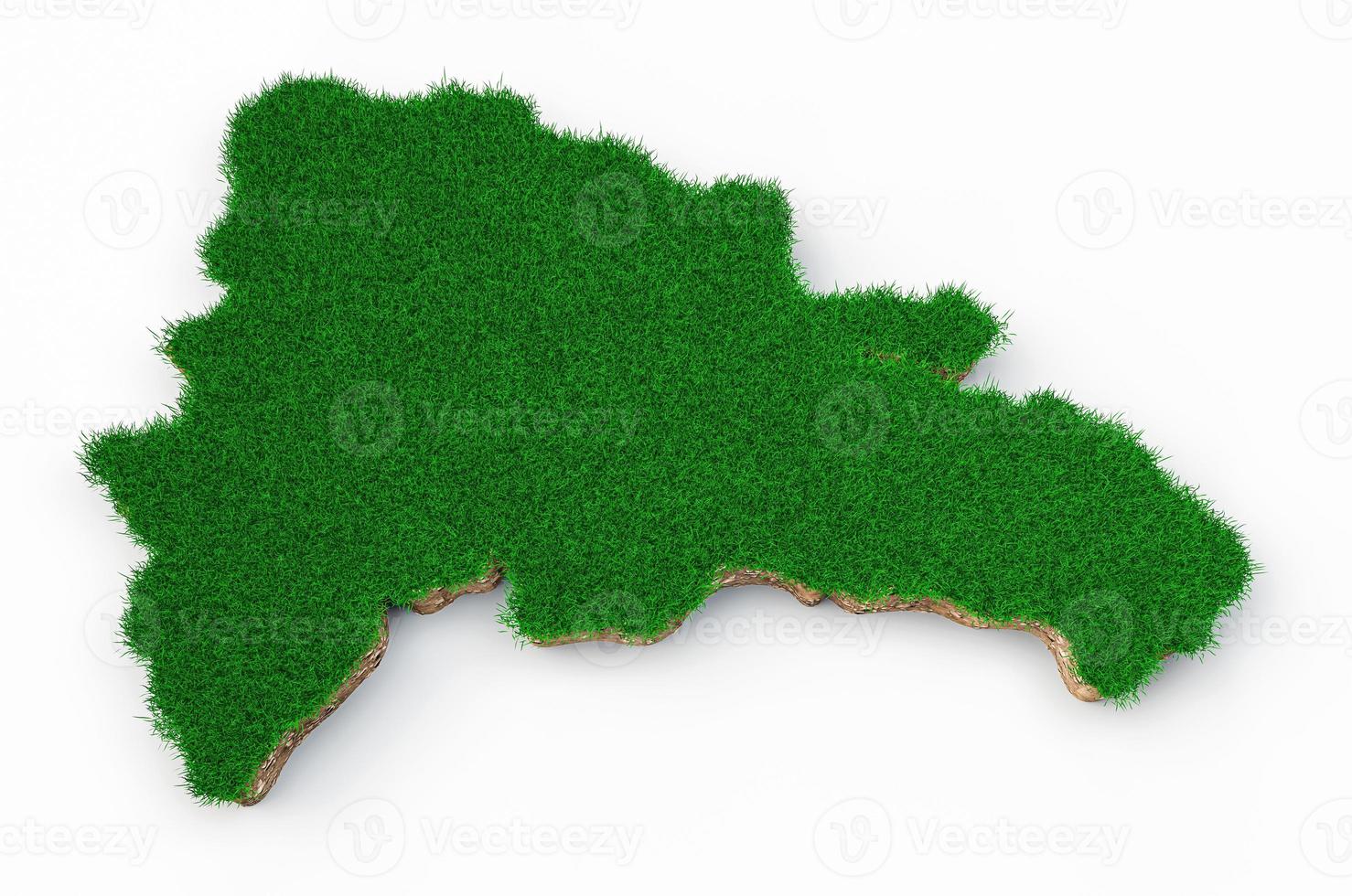 Dominican Republic Map soil land geology cross section with green grass and Rock ground texture 3d illustration photo