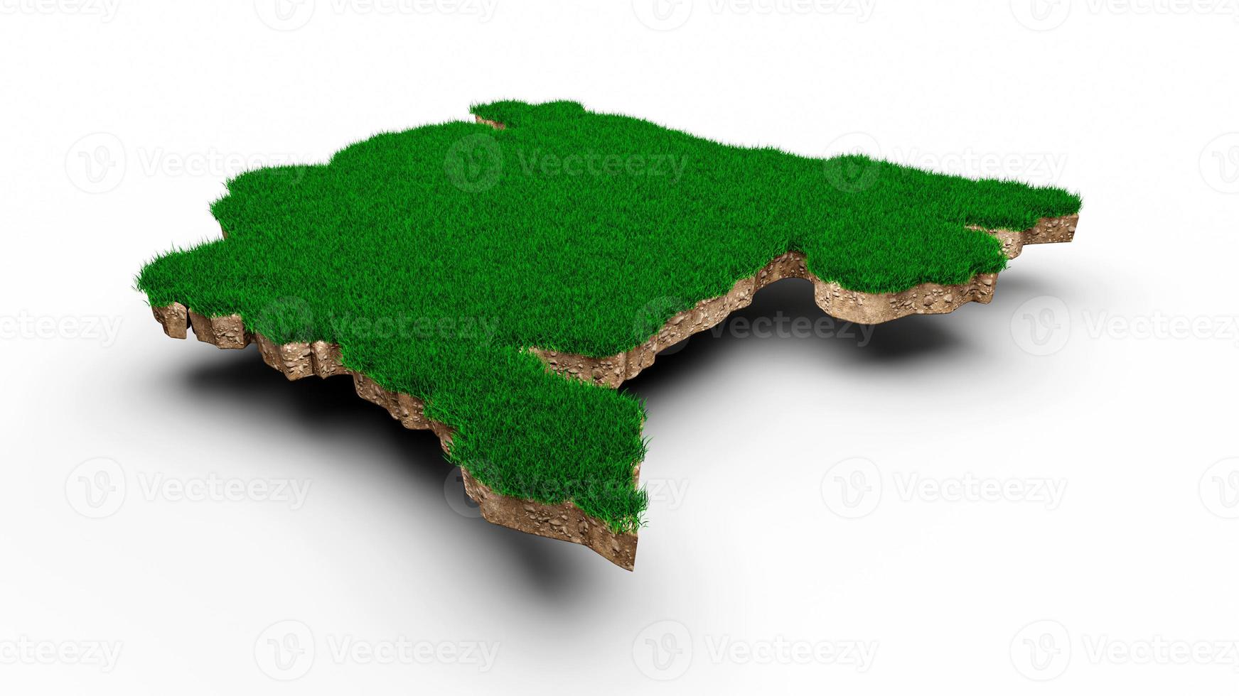 Montenegro Map soil land geology cross section with green grass and Rock ground texture 3d illustration photo